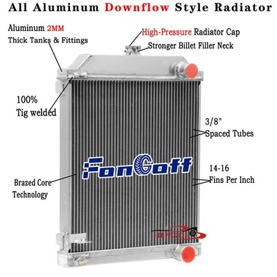 3-Row Aluminum Radiator For 1950-1961 Jaguar MK7 MK8 MK9 3.8L 3.4L - Image 1 of 4