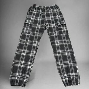 Arshiner Plaid Pants Womens Small Cinch Ankle Cozy Elastic Waist Cargo Pockets - Picture 1 of 7