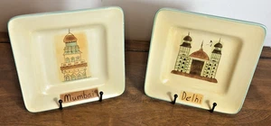 2 World Market Square Snack/Salad Dishes 7" "Delhi" and "Mumbai" - Picture 1 of 5