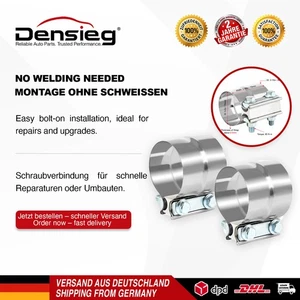 Densieg 2x Universal Edelstahl Auspuff Rohrverbinder Ø 76mm / 3" für Abgasanlage - Bild 1 von 6