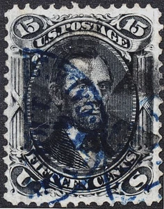 U.S. Classic #98 F/VF 15 cent "F" grill with a blk fancy & a Blue CDS CV $220 - Picture 1 of 2