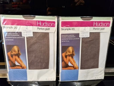 NEU 2 Paar Halterlose Strümpfe HUDSON PERLON glatt 20 graphit Gr 9 1/2 OVP - Bild 1 von 4