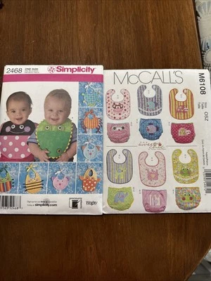 Lot 2 CUT - McCall’s Patterns #M6108 Simplicity 2468 Baby Bibs-15 Variation - Image 1 of 4