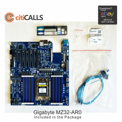 Gigabyte MZ32-AR0 Motherboard - AMD EPYC 7002 Socket SP3 DDR4 64G 128G SATA PCIE - Image 1 of 4