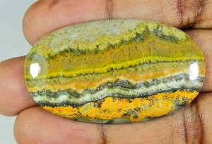 61Cts. Natural Bumble Bee Jasper Oval Cabochon Loose Gemstone 29X50X04MM N577 - Picture 1 of 9