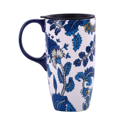 Taza de cerámica con tapa y asa, 17 oz. Taza de café alta para el hogar, fiesta y nacimiento... Foto 1 de 4