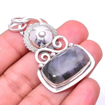 Charoite púrpura - Colgante de plata de ley 925 hecho a mano de diseñador de Siberia 1,95" P21 Foto 1 de 4