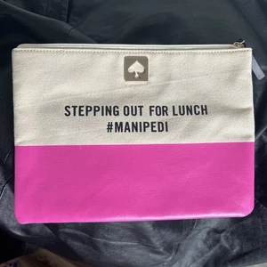 Kate Spade Call to Action Stepping Out For Lunch #manipedi Clutch Pouch Pink Geo - Picture 1 of 8