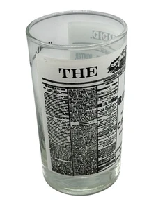 Vintage 1879 Ulysses S. Grant Visit Glass Tumbler With Newspaper Print Design 5" - Picture 1 of 5
