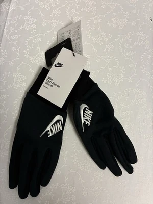 Nike Club Fleece Gloves Women's Medium Embroidered Logo Black White - Image 1 of 4