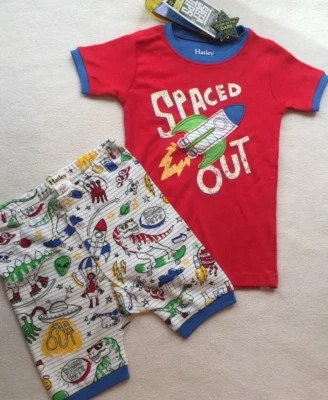 Conjunto de pantalones cortos de verano de algodón Hatley Boys Aliens Rocketship talla 4 Foto 1 de 4