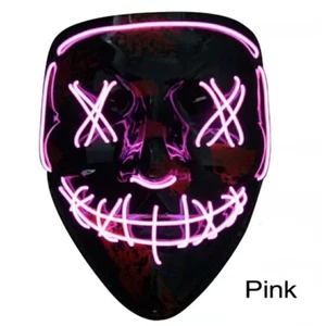 Halloween Mask Costume Led Light Up Mask Scary Hacker Anonymous Mask US FAST - Picture 1 of 20