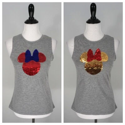 Regata Feminina Disney Jerry Leigh Minnie Mouse Lantejoulas Flip Cinza Tamanho XS - Imagem 1 de 4