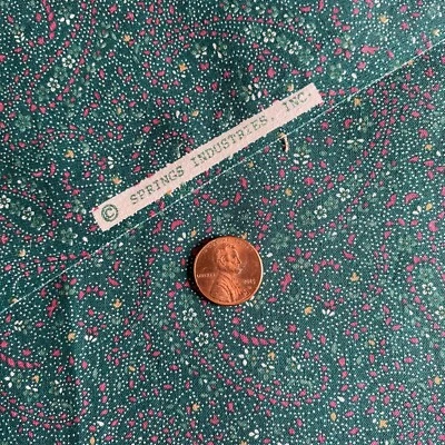 Tecido paisley vintage algodão acolchoado verde caçador 1 YD - Imagem 1 de 4