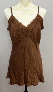 Vtg Express Y2K Babydoll Top Cami Silk Spandex Lace Trimmed Camisole Coquette - Picture 1 of 12