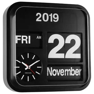 Karlsson Big Flip & Mini Flip Retro Wall Clocks with Day, Date, Year & Time - Picture 1 of 15