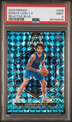 2023 Mosiac #248 Dereck Lively II Reactive Blue RC PSA 9 Dallas Mavericks Rookie - Image 1 of 2