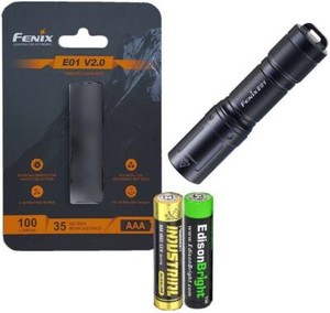 Fenix E01 V2 100 Lumen LED flashlight with EdisonBright AAA alkaline battery bun