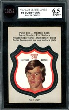 1972-73 OPC O-pee-Chee Player Crests #3 Bobby Orr KSA 6.5 EX-NM + Boston Bruins