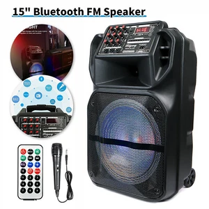 Portable 15” Bluetooth Speaker Subwoofer Heavy Bass Party DJ System Mic AUX FM - Picture 1 of 12