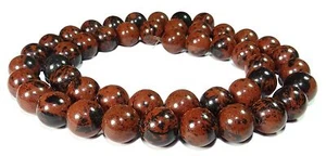 😏 Cuentas de obsidiana caoba bolas 8 mm marrón negro cuentas de piedras preciosas hebra 😉 - Imagen 1 de 1