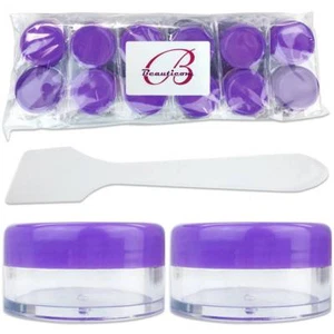 12PCS 10G/10ML Makeup Cream Cosmetic Purple Sample Jar Containers with Spatulas - Picture 1 of 4