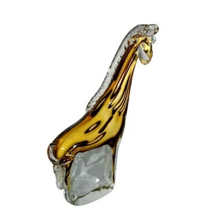 Giraffe Murano-style Paperweight Polished Bottom Inclusions in Clear Glass Heavy - Picture 1 of 6