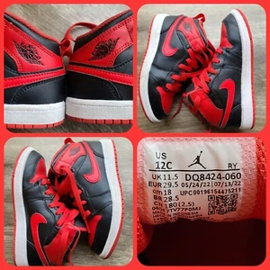 Nike Air Jordan 1 Mid PS Alternate Bred - Rot Schwarz - Kindergröße 12C - DQ8424-060 - Bild 1 von 13