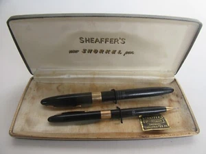 Vintage 1950's Sheaffer's Statesman Snorkel Fountain Pen Set w/ Case - Picture 1 of 24