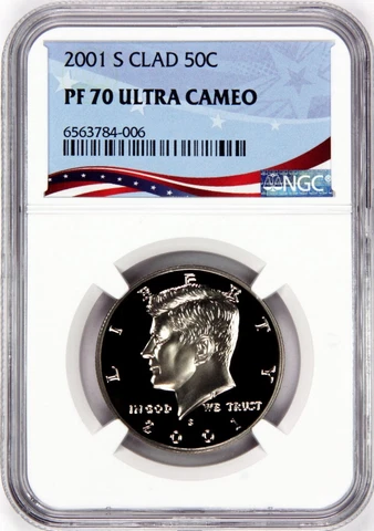 2001-S Proof Kennedy Half, Graded PF70UC by NGC ~ NEW Patriotic OSR Label! Cover