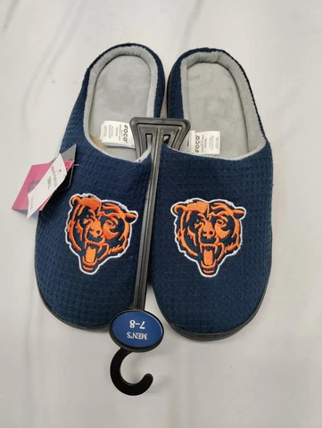 Foco NFL Chicago Bears Men's Slippers Size Small (7-8), Embroidered, Navy/Orange Cover