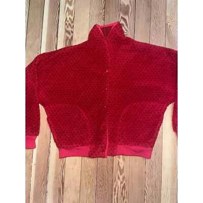 Vintage LL BEAN Red Black Polka Dot Fleece Jacket  - Image 1 of 4