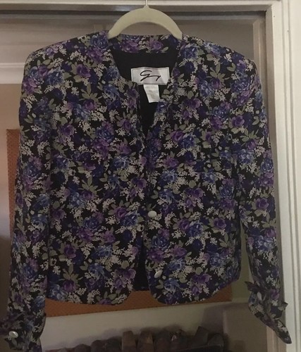 VERSACE Cappotto di seta floreale italiano Genny taglia piccola o 6 Made In Italy! GUC