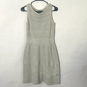 Vestido de cóctel Lauren Ralph Lauren plateado metálico tejido navideño talla pequeña M - Imagen 1 de 13