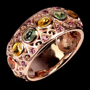 Summer 925 Silver Ring Oval Sapphire Rhodolite Gemstone Jewelry Size 7.5 - Picture 1 of 10