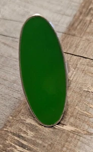 Green Enamel Ring Statement Cocktail Ring Adjustable Band - Picture 1 of 13