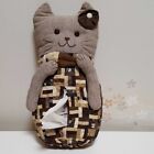 Cat tissue box cover Hand quilted by Japanese quilter Added yearn dyed fabrics