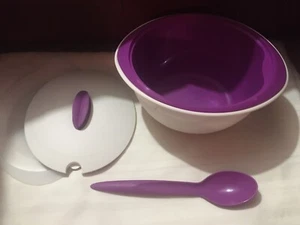 TUPPERWARE NEW PPL Large Insulated Oval Server Bowls Spoon Cover Seal Microwave - Picture 1 of 11
