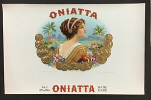 Vintage ONIATTA All Havana Hand Made Zigarrenkiste Etikett - Bild 1 von 2