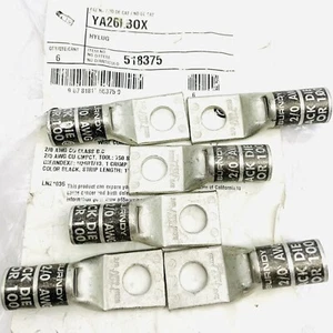 (6-PK) BURNDY LUG TERMINALS YA SERIES HYLUG 2/0 STUD YA26LBOX - Picture 1 of 3