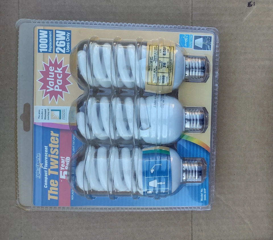 Pack de 3 lámparas cfl 26 vatios (reemplaza bombillas de 100 vatios) paquete sellado de fábrica nuevo Foto 1 de 1