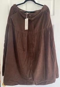 M&S Per Una Brown Soft Cord Boho Hippy Peasant Skirt BNWT Size 14 With Pockets!! - Picture 1 of 9