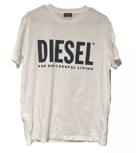 Diesel Logo T-Shirt Men's Size L Large White 100% Cotton For Successful Living - Picture 1 of 5