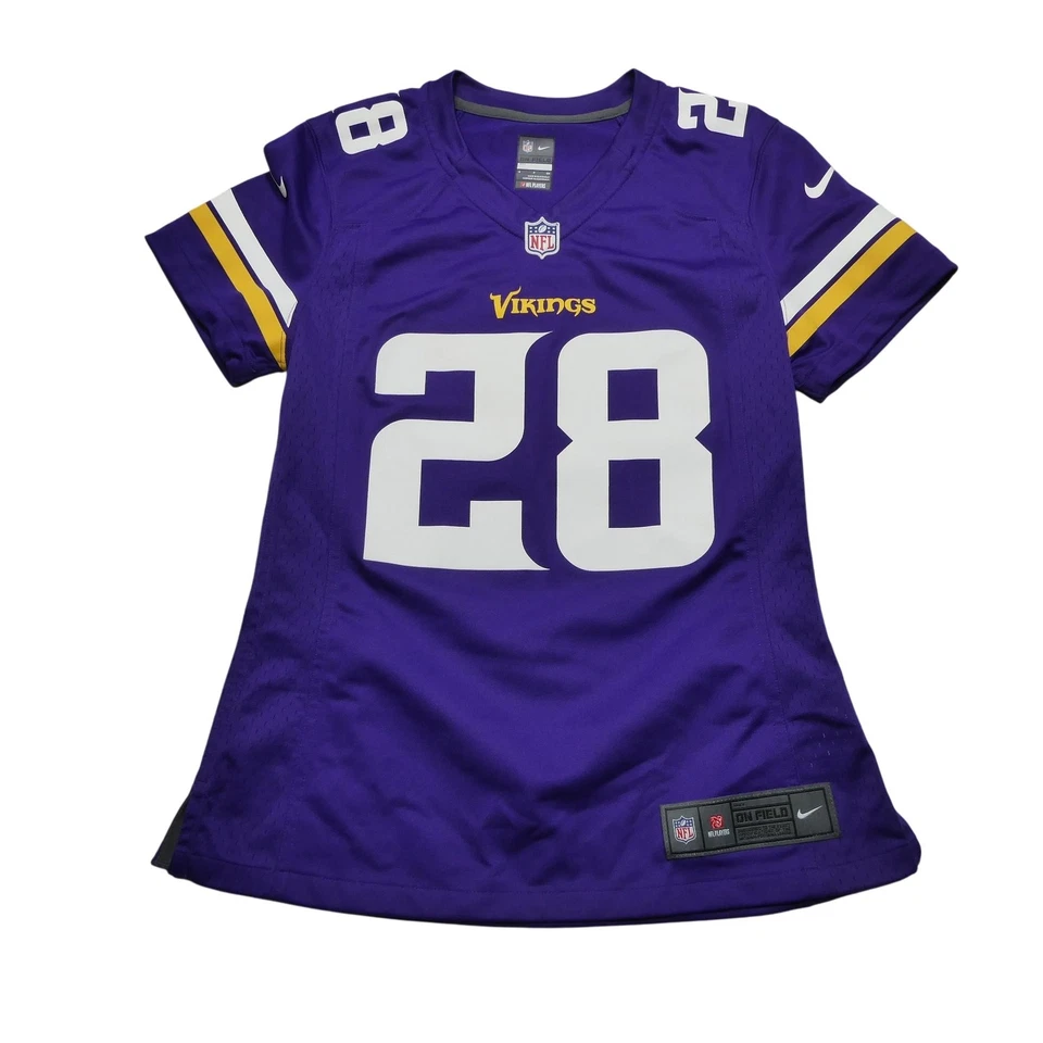 Camiseta de fútbol americano Minnesota Vikings para mujer pequeña NFL Nike Adrian Peterson 28 Foto 1 de 4