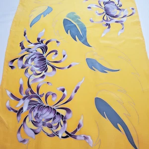 Zhangs Design Silk Scarf Marbled Hydrangeas PMA Museum Store Rectangle 13"X57" - Picture 1 of 4