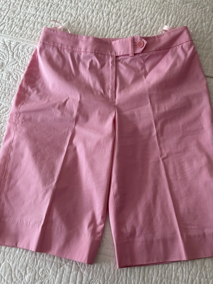 Женские розовые классические шорты-бермуды Jones New York с карманами из хлопка/спандекса размер 10 - Изображение 1 из 4