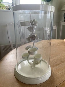 Laura Ashley Cream Floral Tea-light holder decoration in Glass dome. Exc. cond. - Picture 1 of 5