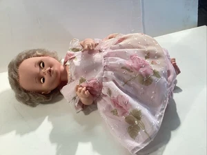 Lorrie Doll Co. Pink Rose Dress 18” Baby Blonde Blink Clean - Picture 1 of 11