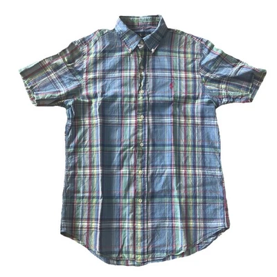 Ralph Lauren Abotonada Manga Corta Azul Amarillo Rojo Cuadros Talla Mediana M Foto 1 de 4