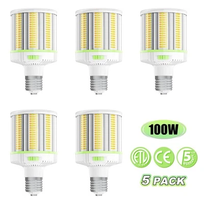 5Pack LED Corn Light Bulb 60W/80W/100W Adjustable E39/E40 Mogul Base,4500K-5700K - Image 1 of 4